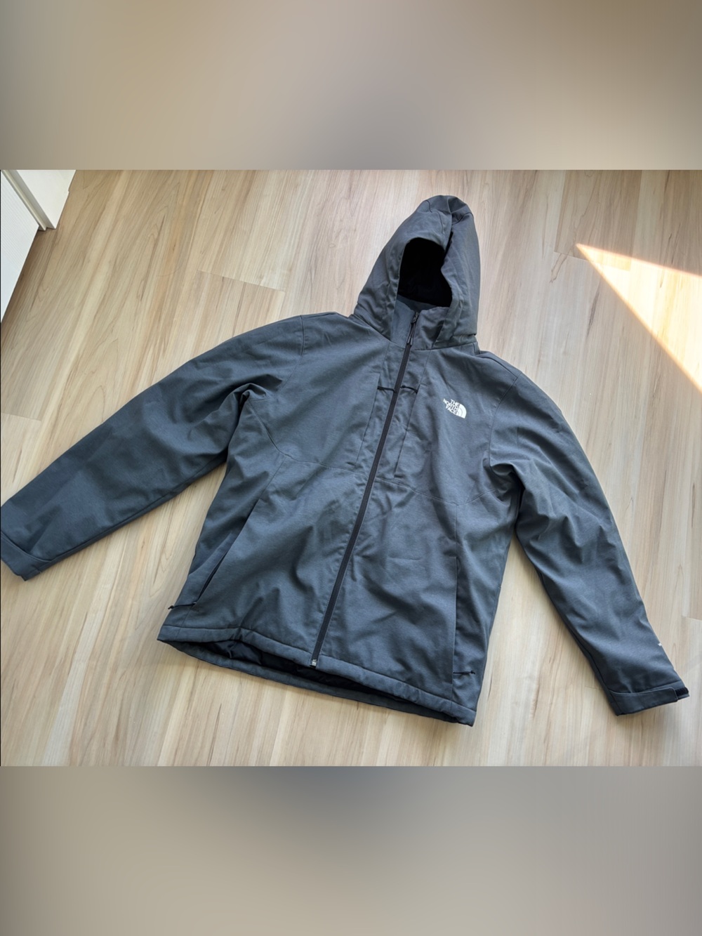 The North Face Men’s Dark Gray Hooded Raincoat